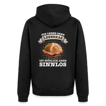 Leberkäs Bayern Leberkas Semmel Fleischkäse - Unisex Premium Bio Zip Hoodie - Schwarz - Hinten - Nico (187cm)