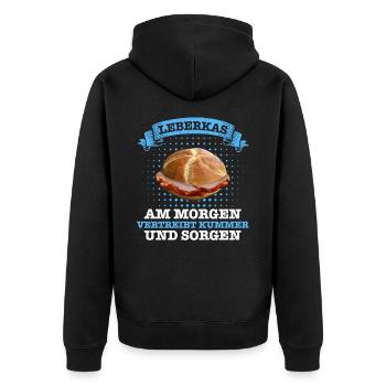 Leberkäs Bayern Leberkas Semmel Fleischkäse - Unisex Premium Bio Zip Hoodie - Schwarz - Hinten - Nico (187cm)