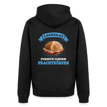 Leberkäs Bayern Leberkas Semmel Fleischkäse - Unisex Premium Bio Zip Hoodie - Schwarz - Hinten - Nico (187cm)