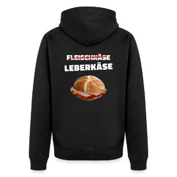 Leberkäs Bayern Leberkas Semmel Fleischkäse - Unisex Premium Bio Zip Hoodie - Schwarz - Hinten - Nico (187cm)