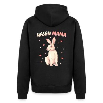 Hase Hasen Kaninchen Haustier - Unisex Premium Bio Zip Hoodie - Schwarz - Hinten - Nico (187cm)