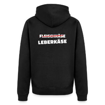 Leberkäs Bayern Leberkas Semmel Fleischkäse - Unisex Premium Bio Zip Hoodie - Schwarz - Hinten - Nico (187cm)