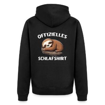 Faultier Faultiere Tier Schlafen Faul - Unisex Premium Bio Zip Hoodie - Schwarz - Hinten - Nico (187cm)