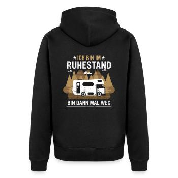 Ruhestand Rentner Rente Pension Renteneintritt - Unisex Premium Bio Zip Hoodie - Schwarz - Hinten - Nico (187cm)