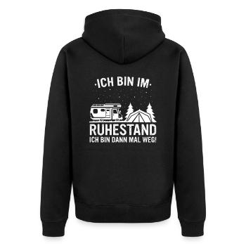 Ruhestand Rentner Rente Pension Renteneintritt - Unisex Premium Bio Zip Hoodie - Schwarz - Hinten - Nico (187cm)