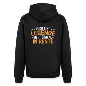 Ruhestand Rentner Rente Pension Renteneintritt - Unisex Premium Bio Zip Hoodie - Schwarz - Hinten - Nico (187cm)