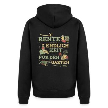 Ruhestand Rentner Rente Pension Renteneintritt - Unisex Premium Bio Zip Hoodie - Schwarz - Hinten - Nico (187cm)