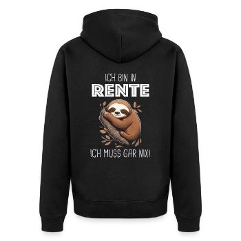 Ruhestand Rentner Rente Pension Renteneintritt - Unisex Premium Bio Zip Hoodie - Schwarz - Hinten - Nico (187cm)