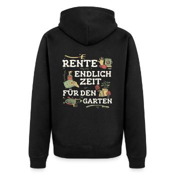 Ruhestand Rentner Rente Pension Renteneintritt - Unisex Premium Bio Zip Hoodie - Schwarz - Hinten - Nico (187cm)