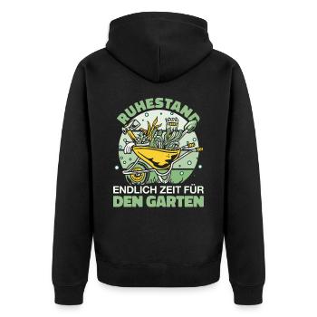 Ruhestand Rentner Rente Pension Renteneintritt - Unisex Premium Bio Zip Hoodie - Schwarz - Hinten - Nico (187cm)