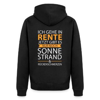 Ruhestand Rentner Rente Pension Renteneintritt - Unisex Premium Bio Zip Hoodie - Schwarz - Hinten - Nico (187cm)
