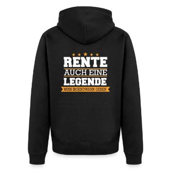 Ruhestand Rentner Rente Pension Renteneintritt - Unisex Premium Bio Zip Hoodie - Schwarz - Hinten - Nico (187cm)