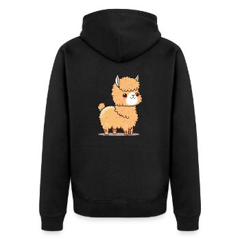 Alpaca Lama Alpaca Animal - Unisex Premium Organic Zip Hoodie - black - Back - Nico (187cm)