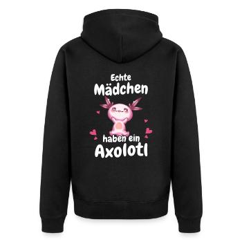 Axolotl Schwanzlurch Axolotls - Unisex Premium Bio Zip Hoodie - Schwarz - Hinten - Nico (187cm)