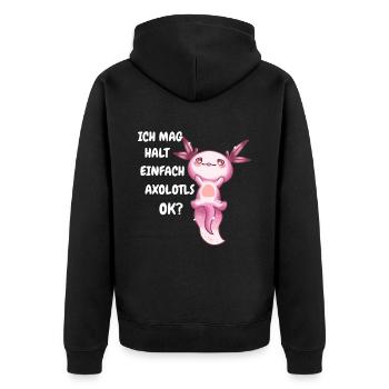 Axolotl Schwanzlurch Axolotls - Unisex Premium Bio Zip Hoodie - Schwarz - Hinten - Nico (187cm)