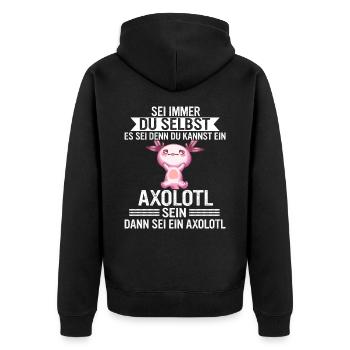 Axolotl Schwanzlurch Axolotls - Unisex Premium Bio Zip Hoodie - Schwarz - Hinten - Nico (187cm)