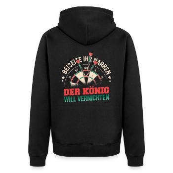 Dart Darts Dartspieler Dartsport - Unisex Premium Bio Zip Hoodie - Schwarz - Hinten - Nico (187cm)