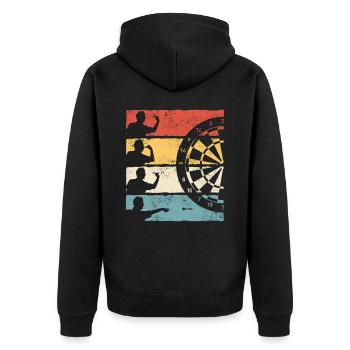 Dart Darts Dartspieler Dartsport - Unisex Premium Bio Zip Hoodie - Schwarz - Hinten - Nico (187cm)