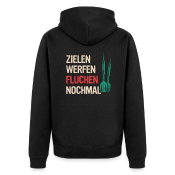 Dart Darts Dartspieler Dartsport - Unisex Premium Bio Zip Hoodie - Schwarz - Hinten - Nico (187cm)