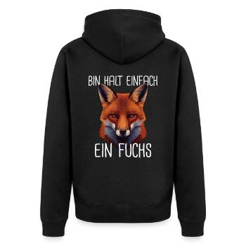 Fuchs Füchse Wildtier Waldtier Rotfuchs - Unisex Premium Bio Zip Hoodie - Schwarz - Hinten - Nico (187cm)