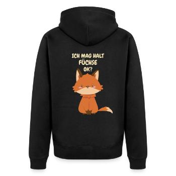 Fuchs Füchse Wildtier Waldtier Rotfuchs - Unisex Premium Bio Zip Hoodie - Schwarz - Hinten - Nico (187cm)