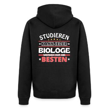 Nur die Besten werden Biologe - Unisex Premium Bio Zip Hoodie - Schwarz - Hinten - Nico (187cm)