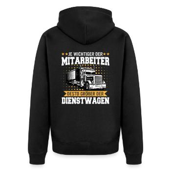 LKW Fahrer Fernfahrer Lastkraftwagenfahrer - Unisex Premium Bio Zip Hoodie - Schwarz - Hinten - Nico (187cm)
