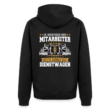 LKW Fahrer Fernfahrer Lastkraftwagenfahrer - Unisex Premium Bio Zip Hoodie - Schwarz - Hinten - Nico (187cm)