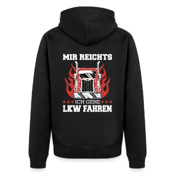 LKW Fahrer Fernfahrer Lastkraftwagenfahrer - Unisex Premium Bio Zip Hoodie - Schwarz - Hinten - Nico (187cm)