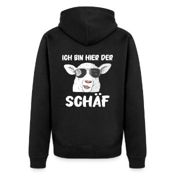Schafe Schafherde Bauernhof Landwirt Schäfer - Unisex Premium Bio Zip Hoodie - Schwarz - Hinten - Nico (187cm)