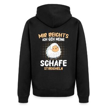 Schafe Schafherde Bauernhof Landwirt Schäfer - Unisex Premium Bio Zip Hoodie - Schwarz - Hinten - Nico (187cm)