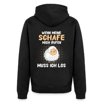 Schafe Schafherde Bauernhof Landwirt Schäfer - Unisex Premium Bio Zip Hoodie - Schwarz - Hinten - Nico (187cm)