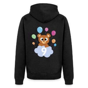 Cadeau 9 ans anniversaire garçon ou fille - Veste à capuche bio Premium Unisexe - noir - Dos - Nico (187cm)