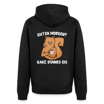 Eichhörnchen Baumhörnchen Squirrel - Unisex Premium Bio Zip Hoodie - Schwarz - Hinten - Nico (187cm)
