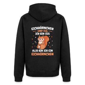 Eichhörnchen Baumhörnchen Squirrel - Unisex Premium Bio Zip Hoodie - Schwarz - Hinten - Nico (187cm)