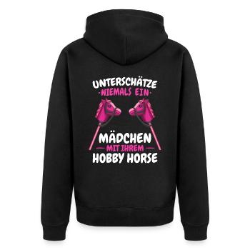 Hobby Horsing Steckenpferd Hobbyhorsing - Unisex Premium Bio Zip Hoodie - Schwarz - Hinten - Nico (187cm)
