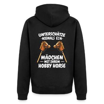 Hobby Horsing Steckenpferd Hobbyhorsing - Unisex Premium Bio Zip Hoodie - Schwarz - Hinten - Nico (187cm)
