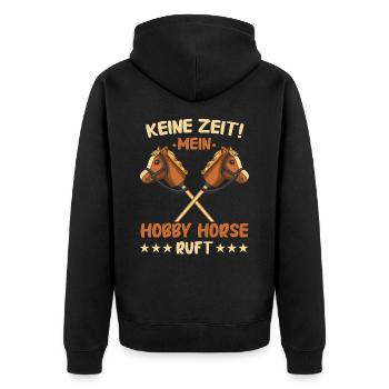 Hobby Horsing Steckenpferd Hobbyhorsing - Unisex Premium Bio Zip Hoodie - Schwarz - Hinten - Nico (187cm)