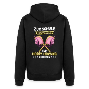 Hobby Horsing Steckenpferd Hobbyhorsing - Unisex Premium Bio Zip Hoodie - Schwarz - Hinten - Nico (187cm)