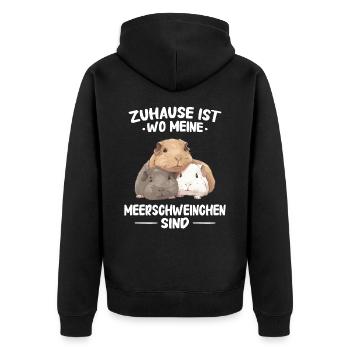 Meerschweinchen Kurzhaar Langhaar Crested - Unisex Premium Bio Zip Hoodie - Schwarz - Hinten - Nico (187cm)