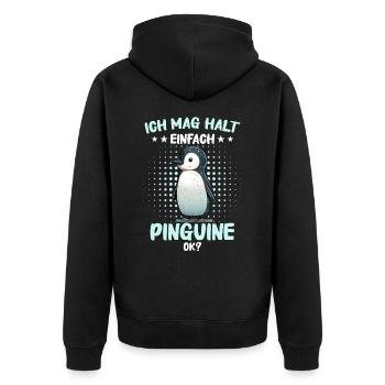 Pinguin Zwergpinguine Kaiserpinguin - Unisex Premium Bio Zip Hoodie - Schwarz - Hinten - Nico (187cm)