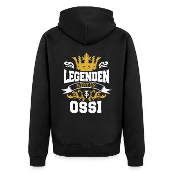 Ostdeutschland Osten Ossi DDR Heimat Ostblock - Unisex Premium Bio Zip Hoodie - Schwarz - Hinten - Nico (187cm)