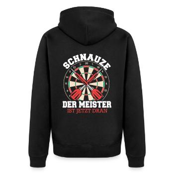 Dart Darts Dartspieler Dartsport - Unisex Premium Bio Zip Hoodie - Schwarz - Hinten - Nico (187cm)