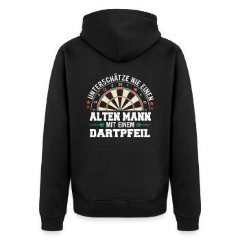 Dart Darts Dartspieler Dartsport - Unisex Premium Bio Zip Hoodie - Schwarz - Hinten - Nico (187cm)