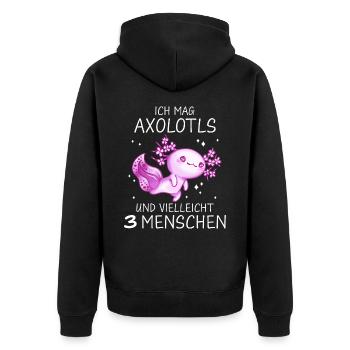Axolotl Schwanzlurch Axolotls - Unisex Premium Bio Zip Hoodie - Schwarz - Hinten - Nico (187cm)