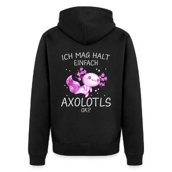 Axolotl Schwanzlurch Axolotls - Unisex Premium Bio Zip Hoodie - Schwarz - Hinten - Nico (187cm)