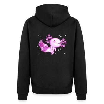 Axolotl Schwanzlurch Axolotls - Unisex Premium Bio Zip Hoodie - Schwarz - Hinten - Nico (187cm)
