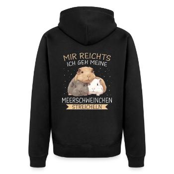 Meerschweinchen Kurzhaar Langhaar Crested - Unisex Premium Bio Zip Hoodie - Schwarz - Hinten - Nico (187cm)