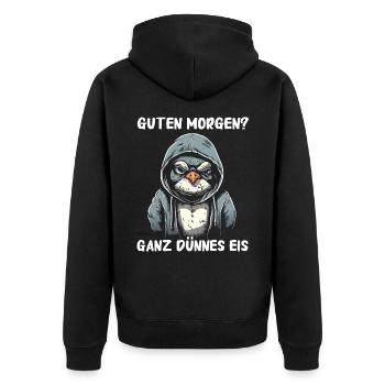 Pinguin Zwergpinguine Kaiserpinguin - Unisex Premium Bio Zip Hoodie - Schwarz - Hinten - Nico (187cm)