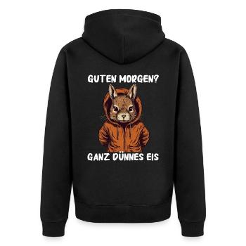 Eichhörnchen Baumhörnchen Squirrel - Unisex Premium Bio Zip Hoodie - Schwarz - Hinten - Nico (187cm)